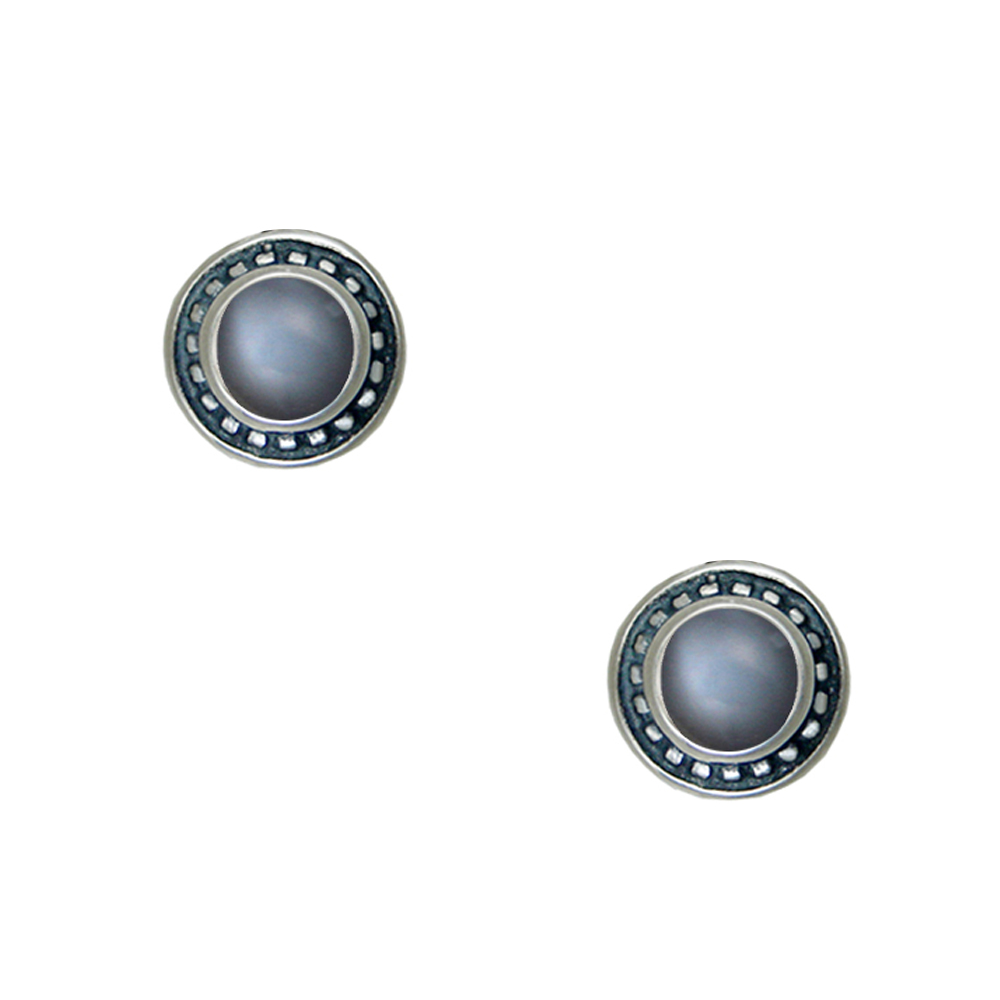 Sterling Silver Petite Grey Moonstone Post Stud Earrings